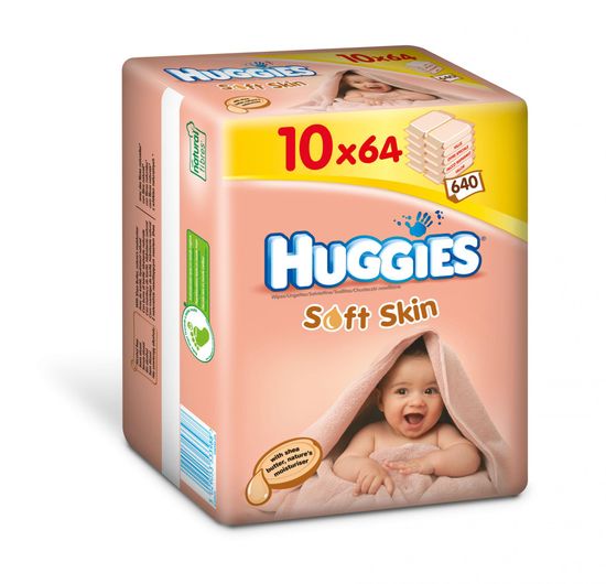 Huggies Vlhčené obrúsky Soft Skin 10 x 64ks