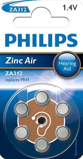 Philips ZA312 6ks Zinc Air (ZA312B6A/10)