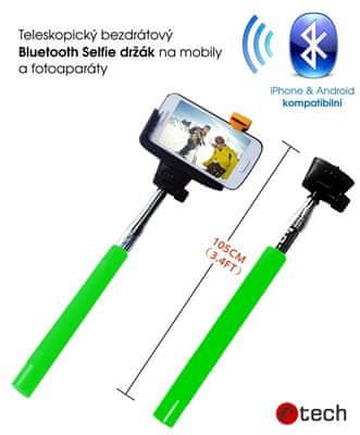 C-Tech selfie držiak C-TECH MP107G pre mobil, zelený