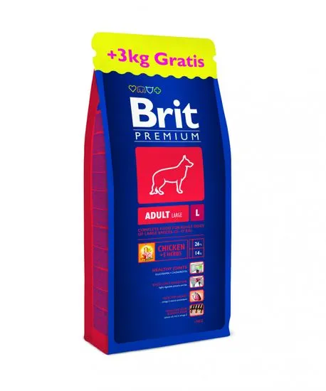 Brit Premium Dog Adult L 15 + 3 kg Zadarmo