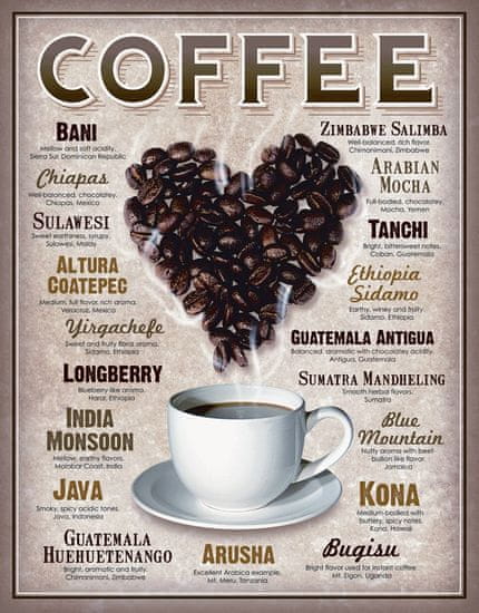 Postershop Plechová tabuľa Coffee (Kávové srdce)