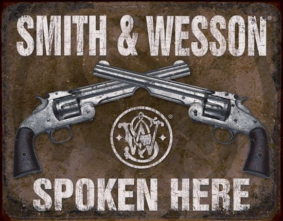 Postershop Plechová tabuľa Smith & Wesson (Dva Revolvery)