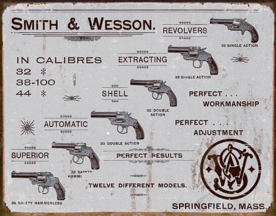 Postershop Plechová tabuľa Smith & Wesson (Revolvery)