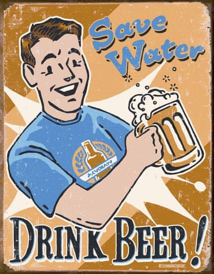 Postershop Plechová tabuľa Drink Beer!