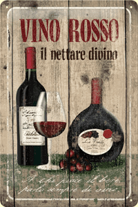 Postershop Plechová tabuľa 20x30 cm Vino Rosso