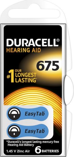 Duracell Hearing Aid, 675, 6ks