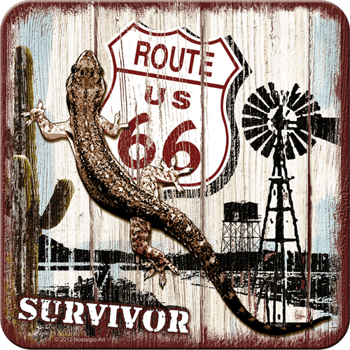 Postershop Sada 5ks plechových tácok Route 66 (Survivor)