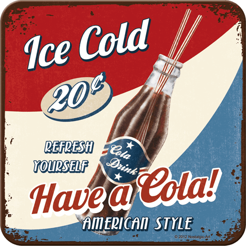 Postershop Sada 5ks plechových tácok Ice Cold Cola