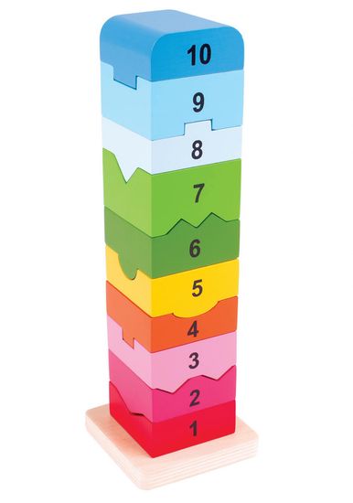 Bigjigs Toys Drevená motorická veža s číslicami