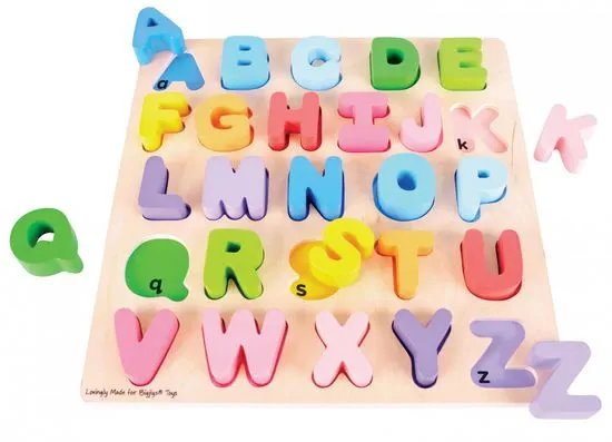 Bigjigs Toys Drevená motorická vzdelávacia hračka - Abeceda veľké písmená