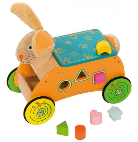 Bigjigs Toys Drevený motorický vozík Zajac