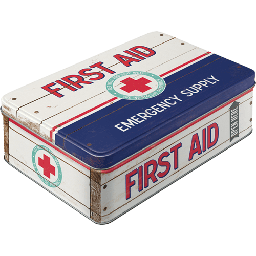 Postershop Retro dóza plochá First Aid (Emergency Supply) 23x16x7cm
