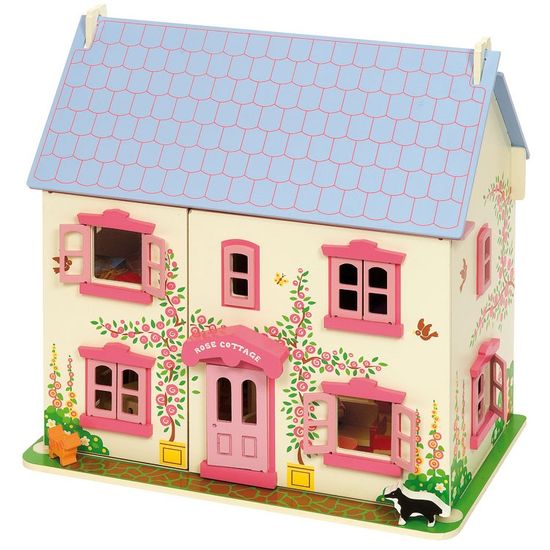 Bigjigs Toys Drevený ružový domček pre bábiky