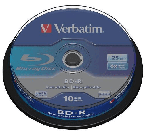 VERBATIM BD-R SL 25GB, 6×, spindle 10 ks (43742)