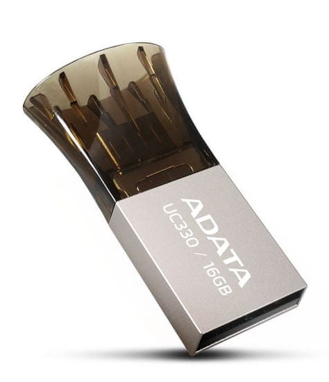 A-Data UC330 16GB, USB 2.0 + micro USB, stříbrný