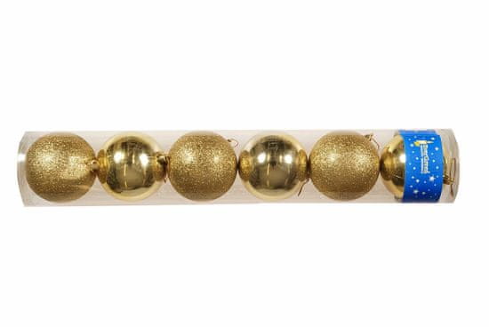 EverGreen Guľa 3ks lesklé a 3ks glitter, priemer 10 cm, zlatá