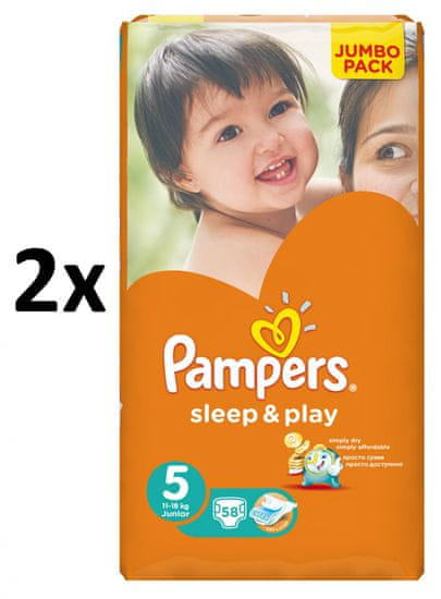 Pampers Sleep&Play 5 Jumbo Junior - 2 x 58 ks