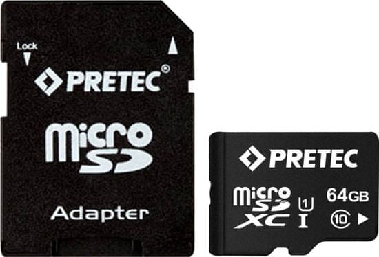 PRETEC microSDXC 64GB UHS-1 (class 10) + adaptér