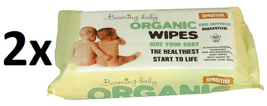 Beaming Baby Organické čistiace obrúsky, 2 x 72 ks