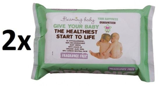 Beaming Baby Organické čistiace obrúsky bez vône, 2 x 72 ks