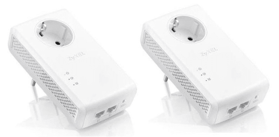 Zyxel PLA5456 Twin pack 1,8 Gbps Powerline Pass-Thru 2-Port Gigabit Ethernet Adapter