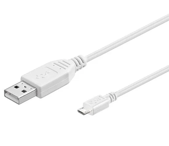 PremiumCord USB 2.0 A-Micro B kábel, M/M, biely