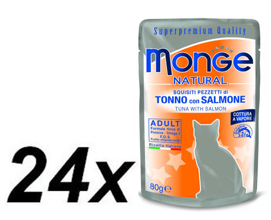 Monge NATURAL kapsička tuniak v želé s lososom pre mačky 24 x 80g