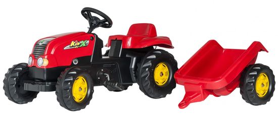 Rolly Toys Šliapací traktor Rolly Kid s vlečkou - červený