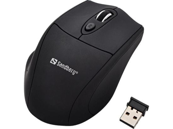 Sandberg Wireless Mouse Pro, bezdrôtová optická myš, 1600dpi, čierna