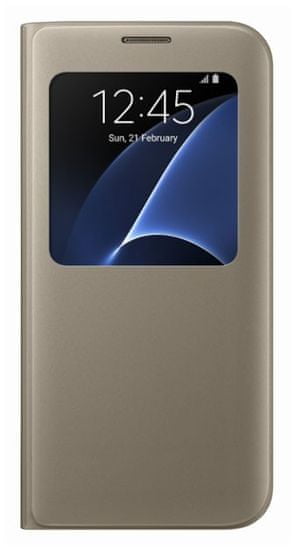 SAMSUNG flipové pouzdro S-view, Galaxy S7 EDGE, zlatý