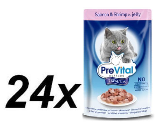 PreVital Premium kapsička losos a krevety v želé 24 x 100g