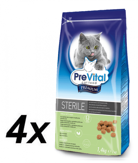 PreVital Premium granule pre kastrované a sterilizované mačky 4x 1,4 kg