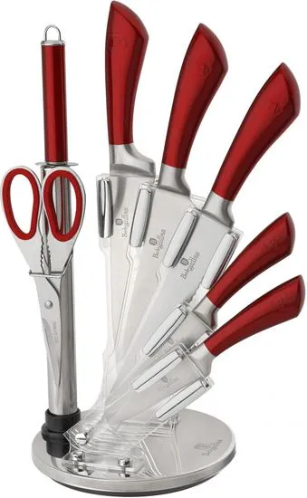 Berlingerhaus Sada nožov v stojane 8 ks Perfect Kitchen červená