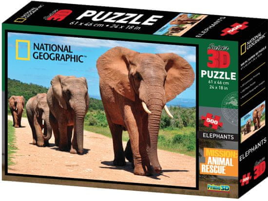 National Geographic 3D Puzzle Slony 500 dielikov