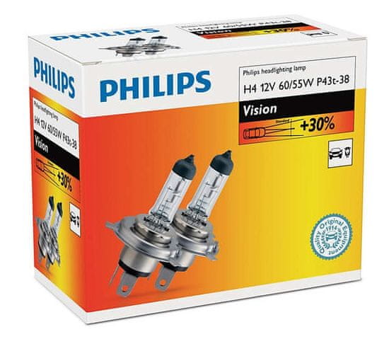 Philips Vision H4, 12 V, 60/55 W, 2 ks