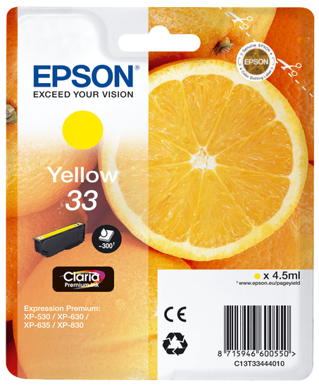 Epson Singlepack Yellow 33 Claria Premium (C13T33444010)