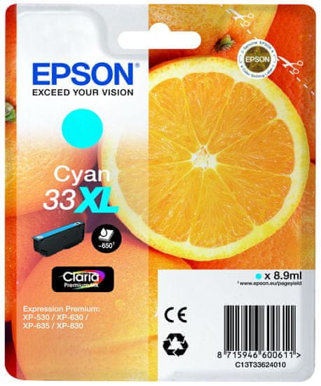 Epson Singlepack Cyan 33XL Claria Premium (C13T33624010)