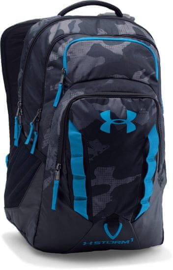 Under Armour Recruit Backpack Black Stealth Gray Brilliant Blue
