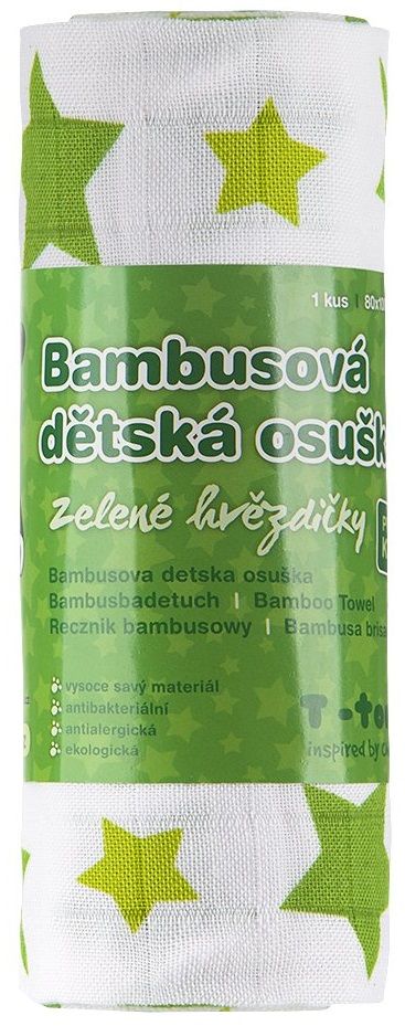 T-tomi Bambusová osuška, 1 kus, Zelené hviezdičky