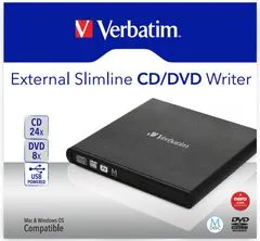 VERBATIM Slimline DVD/CD Externí mechanika, USB 2.0, černá (98938)