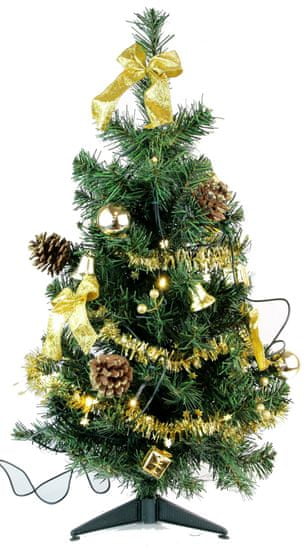 Seizis Stromček zdobený zlatý 60 cm s 10 LED