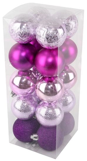 Seizis Sada vianočných gulí ružovo-fialová 20 ks