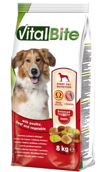 VitalBite Granule pre psy s hydinovým, hovädzím a zeleninou 8 kg