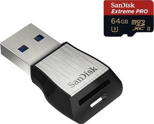 SanDisk microSDXC 64GB UHS-II U3 Extreme Pro 275MB/s + USB 3.0 čítačka (SDSQXPJ-064G-GN6M3)