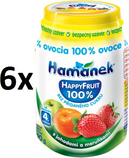 Hamánek Happy Fruit s jahodami a marhuľou 6x190g