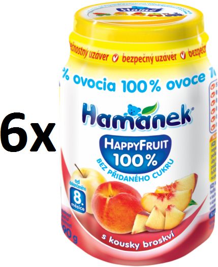 Hamánek Happy Fruit s kúskami broskýň 6x190g