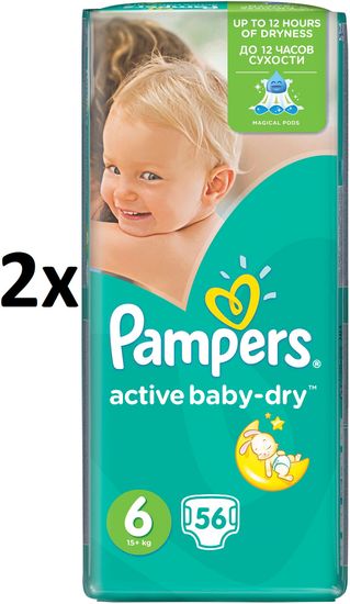 Pampers Active Baby 6 Extra Large (15+kg) Giant Pack - 112 ks