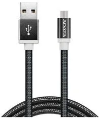 A-Data kábel Micro USB, pletený, 1 m, čierny