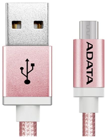 A-Data kábel Micro USB, pletený, 1 m, ružový