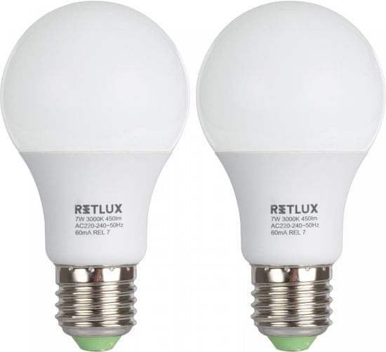 Retlux REL žárovka LED A60 7W E27 2 ks
